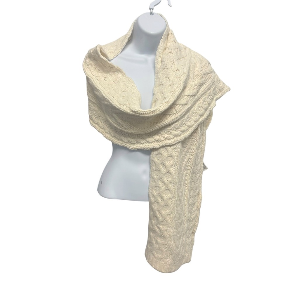 Cream Ivory Cable Knit Oversized Scarf Chunky Mixed Knit Winter Wrap Scarf
